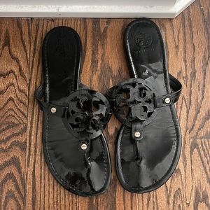 Black Tory Burch Miller Leather Sandals